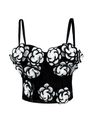 Handmade Beaded Flower Cami Denim Corset Top