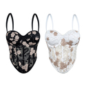 Floral Embroidery Corset Camisole Top Summer Slim Fit Shaping Tube Top
