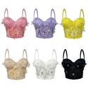 Handmade Beaded Flower Corset Top Retro Pearl Cami Tank
