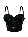 Handmade Beaded Flower Corset Top Retro Pearl Cami Tank