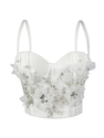Handmade Beaded Flower Corset Top Retro Pearl Cami Tank