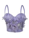 Handmade Beaded Flower Corset Top Retro Pearl Cami Tank