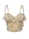Handmade Beaded Flower Corset Top Retro Pearl Cami Tank