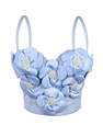 White 3D Floral Corset Bra With Cups