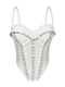 Perlen Strass Korsett Taillentrainer Cami Top