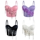 Floral Rhinestone Chain Tassel Corset Slim-Fit Camisole Top