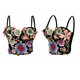 Black Vintage Embroidered Corset Top With Bra Pads Breathable Cami