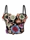 Black Vintage Embroidered Corset Top With Bra Pads Breathable Cami