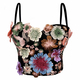 Black Vintage Embroidered Corset Top With Bra Pads Breathable Cami