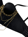 Black with gold chain Fringe Chain Corset Cami Top Summer Outerwear