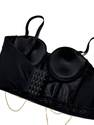Black with gold chain Fringe Chain Corset Cami Top Summer Outerwear