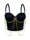 Schwarz Mit Goldkette Fransen Ketten Korsett Cami Top Sommer Oberbekleidung