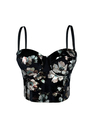 Black Velvet Floral Print Corset Top Elegant Shaping Outerwear