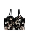 Black Velvet Floral Print Corset Top Elegant Shaping Outerwear