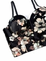 Black Velvet Floral Print Corset Top Elegant Shaping Outerwear