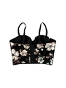 Black Velvet Floral Print Corset Top Elegant Shaping Outerwear