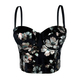 Schwarz Samt Blumen Druck Korsett Top Elegante Formende Oberbekleidung
