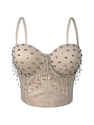 Fringe Beaded Corset Cami Slim Fit Tube Top