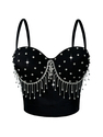 Fringe Beaded Corset Cami Slim Fit Tube Top