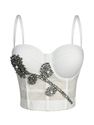 3D Rhinestone Flower Corset Camisole Top