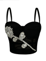 3D Rhinestone Flower Corset Camisole Top