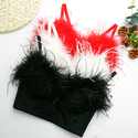 Ostrich Feather Fishbone Corset Backless Deep V Neck Cami For Women