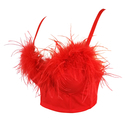 Ostrich Feather Fishbone Corset Backless Deep V Neck Cami For Women