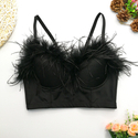 Ostrich Feather Fishbone Corset Backless Deep V Neck Cami For Women