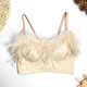 Ostrich Feather Fishbone Corset Backless Deep V Neck Cami For Women