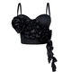 Floral Fringe Corset Cami With Cup Pad Slim Fit Outerwear