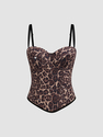 Leopard Print Rhinestone Corset Bustier Camisole