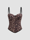 Leopard Print Rhinestone Corset Bustier Camisole