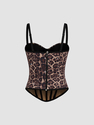 Leopard Print Rhinestone Corset Bustier Camisole