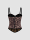 Leopard Print Rhinestone Corset Bustier Camisole