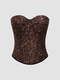 Leopard Print Rhinestone Corset Bustier Camisole