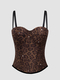 Leopard Print Rhinestone Corset Bustier Camisole
