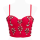 Cami Diamond Decor Thin Straps Slim Fit Corset Crop Top