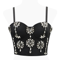 Cami Diamond Decor Thin Straps Slim Fit Corset Crop Top