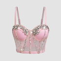 Handmade Rhinestone Sequin Bustier Camisole Top