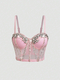 Handmade Rhinestone Sequin Bustier Camisole Top