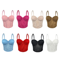 Mesh Ruched Corset-Style Bustier Cropped Cami Top