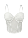 Mesh Ruched Corset-Style Bustier Cropped Cami Top