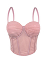 Mesh Ruched Corset-Style Bustier Cropped Cami Top