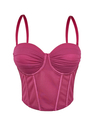 Mesh Ruched Corset-Style Bustier Cropped Cami Top