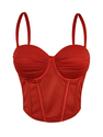 Mesh Ruched Corset-Style Bustier Cropped Cami Top
