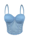 Mesh Ruched Corset-Style Bustier Cropped Cami Top