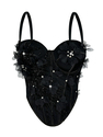 Handmade Floral Beaded Corset Open Back Camisole Top