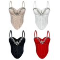 Beaded Cami Crop Top Corset Vest
