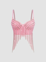 Beaded Tassel Fishbone Corset Cami Top