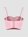 Pink Floral Beaded Corset Spaghetti Strap Top With Chest Pads